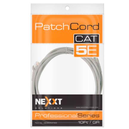 Cable de Conexión Nexxt Solutions Cat5e 100 MHz 3.05m 24 AWG Gris Ethernet Gigabit 1Gbps 4 Pares