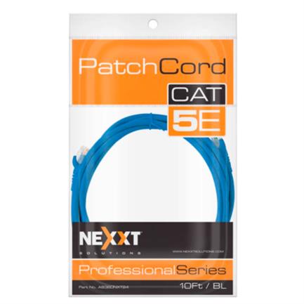 Cable de Conexión Nexxt Solutions Cat5e 100 MHz 3.05m 24 AWG Azul Ethernet Gigabit 1Gbps U/UTP RJ45