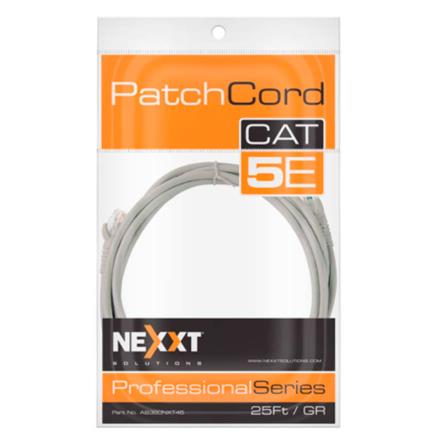 Cable de Conexión Nexxt Solutions Cat5e 100 MHz 7.62m 24 AWG Gris Ethernet Gigabit 1Gbps 4 Pares