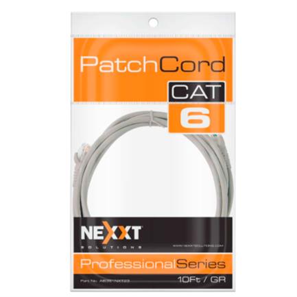 Cable de Conexion Nexxt Solutions Cat6 3 Mts Gris, 1Gbps, UTP, RJ45