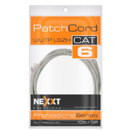 Cable de Conexion Nexxt Solutions U/UTP Cat6 3 Mts LSZH, Baja Toxicidad Gris, 10Gbps
