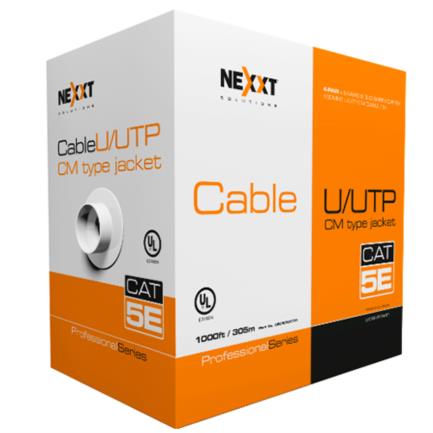 CABLE NEXXT SOLUTIONS Cat5e UTP 24AWG 4P 305m CM Gris Ethernet Gigabit 1000Mbps