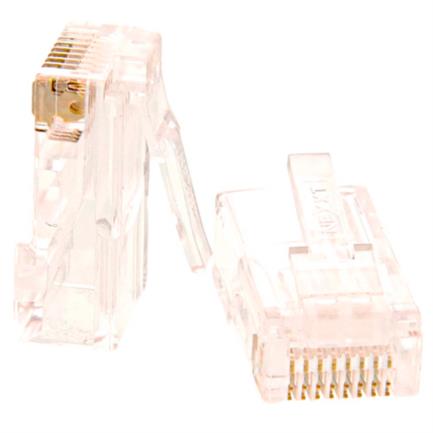 Conectores modulares Nexxt Solutions RJ45 bañado en oro sobre niquel 30u Cat5e (100 Pzas), Alta velocidad, baño en oro, 100 unidades