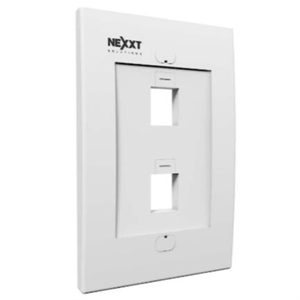 Placa de Pared Nexxt Solutions 2 Puertos Keystone RJ45 Cat6 Blanco, Montaje en Pared