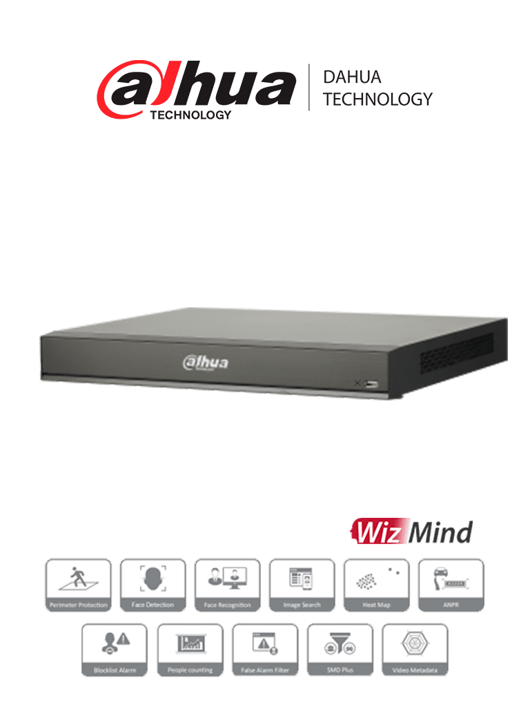 NVR Dahua DHI-NVR5216-16P-I-L, 16 Canales 4K, 16 Puertos PoE, H.265, Reconocimiento Facial, 20 Bases de Datos, 2 Bahías, 320 Mbps