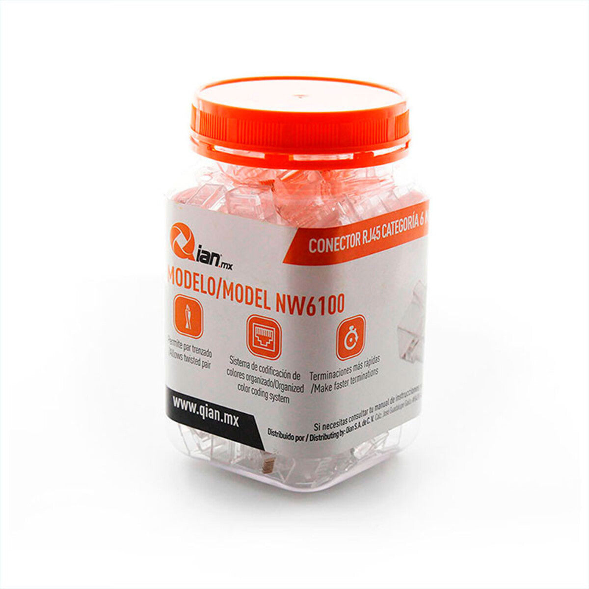 Pack 50 Conectores RJ45 Cat6 QIAN NW6100 100P ZAS Plug - 50 Unidades