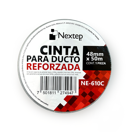 Cinta Para Ducto Reforzada Nextep 48 mm x 50 mts Resistente al Agua, Fibra de Vidrio