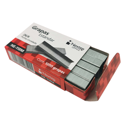 Grapas Nextep 26/6 de Acero Galvanizado, Caja con 1000 Unidades