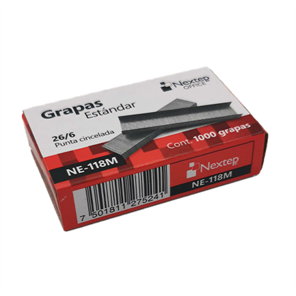 Grapas Nextep 26/6 de Acero Galvanizado, Caja con 1000 Unidades