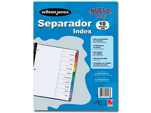 Separador Wilson Jones económico para 10 divisiones, plástico resistente, 29.7x23 cm