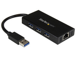 Hub USB 3.0 de Aluminio con Cable, 3 Puertos USB 3.0 y Adaptador de Red Ethernet Gigabit, 1Gbps, Compacto