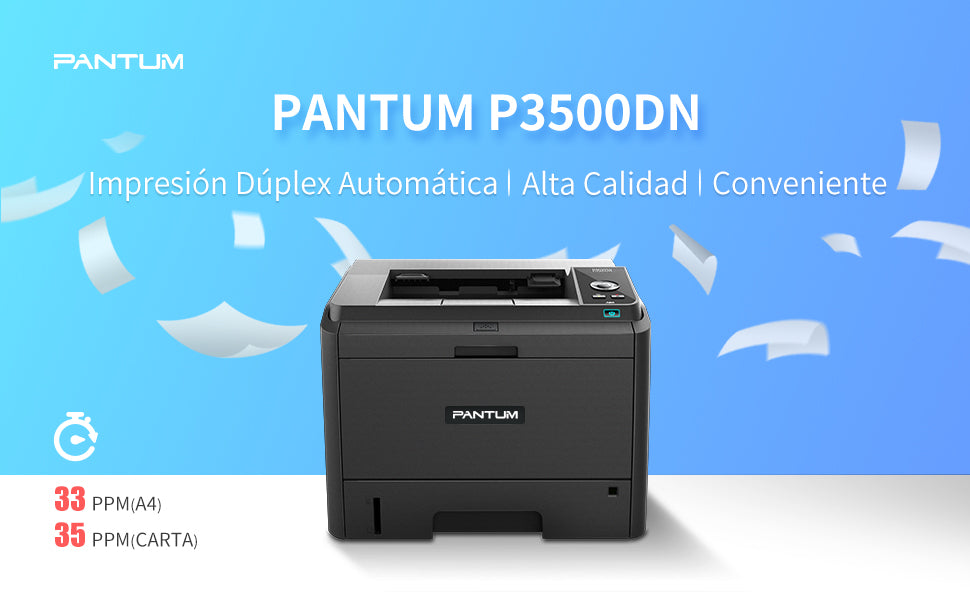 Impresora Láser Pantum P3500DN - 35 ppm - 1200 x 1200 dpi - Duplex - RJ-45 - USB - Negro FullOffice.com