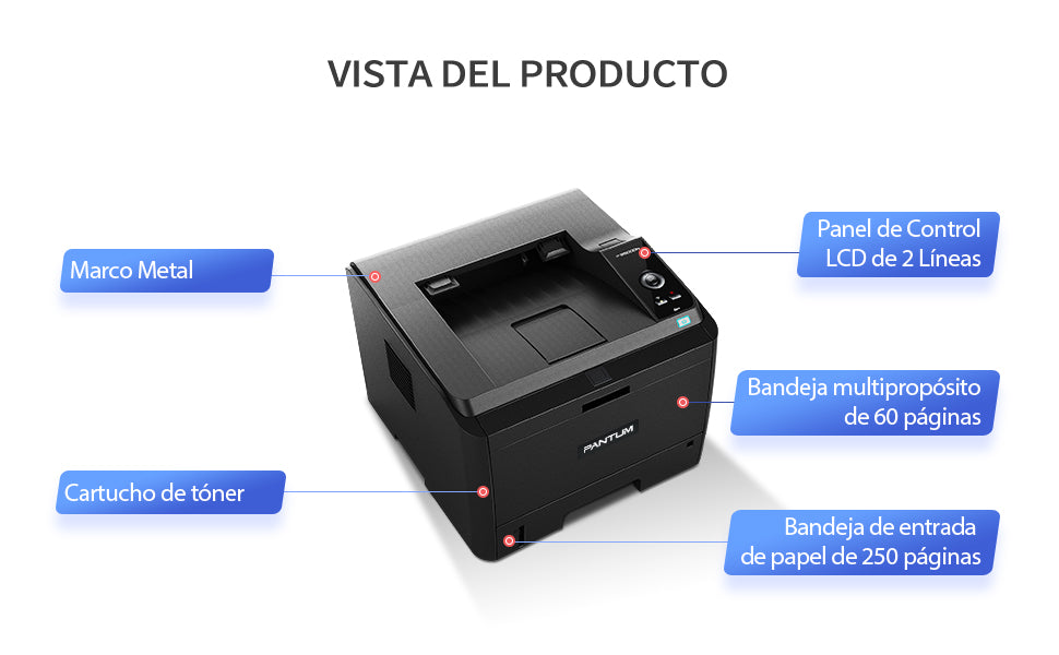 Impresora Láser Pantum P3500DN - 35 ppm - 1200 x 1200 dpi - Duplex - RJ-45 - USB - Negro FullOffice.com