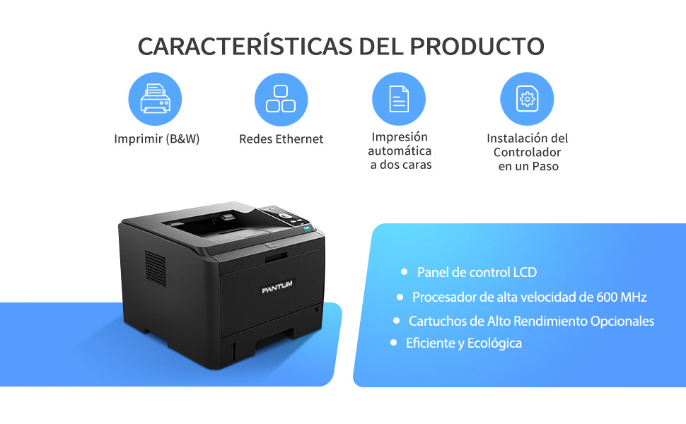 Impresora Láser Pantum P3500DN - 35 ppm - 1200 x 1200 dpi - Duplex - RJ-45 - USB - Negro FullOffice.com