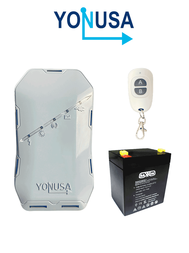Energizador YONUSA EYHS1BAT para cerco eléctrico, cubre 500m, 100m en 5 líneas, batería respaldo 12VDC 4.5 Ah