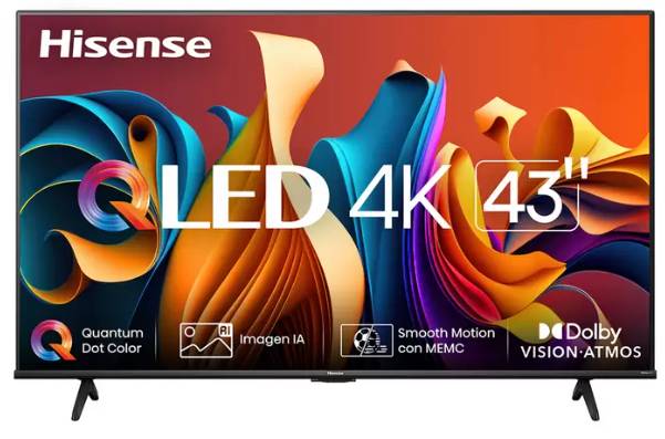Hisense Televisión 43QD6QV, 43 Pulgadas, 4K UHD, Smart TV, WiFi