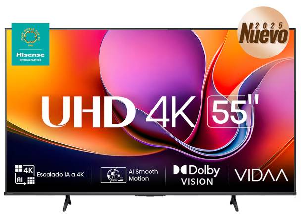 Hisense Smart TV LED 55A65NV 55", 4K Ultra HD, Negro