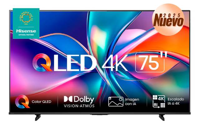 Hisense Televisor 75QD6QV QLED 4K, Smart Vidaa, 75 Pulgadas, HDR