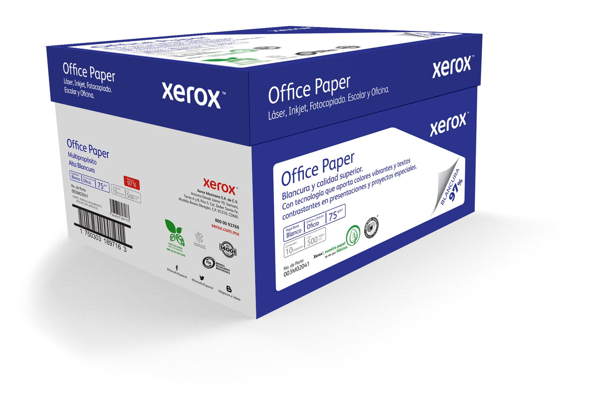 Papel Bond Xerox Oficio Azul 75 g/m² 5000 Hojas 10 Paquetes