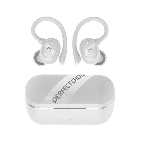 Audífonos Perfect Choice Haken Bluetooth Deportivos Tws Cancelación De Ruido Con Sujetador Color Blanco FullOffice.com
