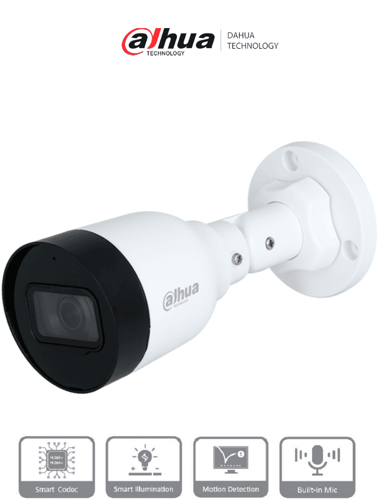 DH-IPC-HFW1230S1-A-S5 - Camara Dahua DH-IPC-HFW1230S1-A-S5 ip bullet 2 mpx lente 2.8mm IR 30 m plastico microfono 102 gds apertura PoE IP67