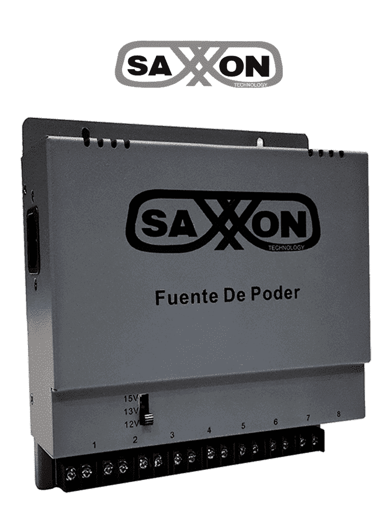 Fuente de Poder Regulable SAXXON ENERGIA PSU1208A - 8 Canales/ Ajuste 12V 13V 15V/ 8A Máx. por Canal