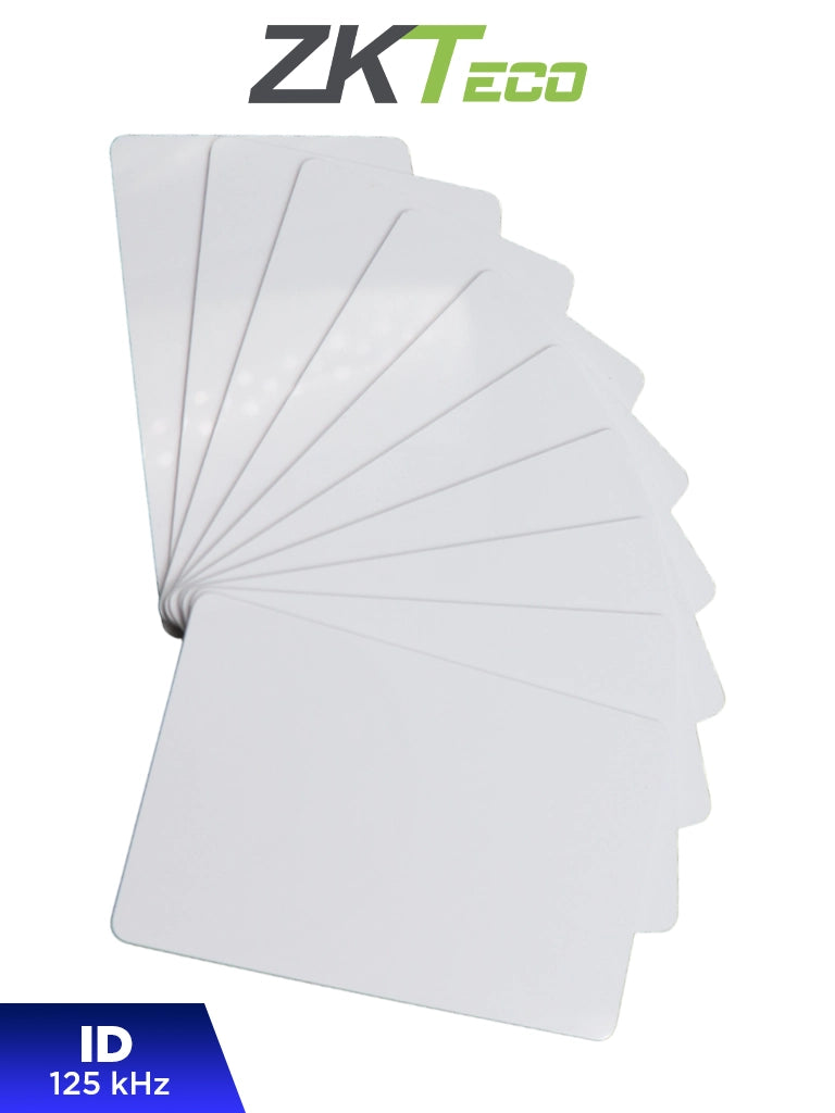 Paquete de 10 Tarjetas ID ZKTECO IDCARDNN, 125 kHz, 1 mm Grosor, Sin Folio Impreso