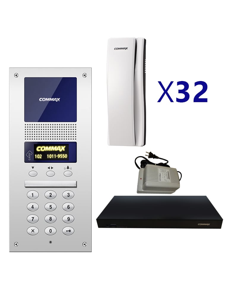 COMMAX AUDIOGATEPAK32 - Comunicación por Audio para 32 Apartamentos, Bidireccional, Apertura de Puerta