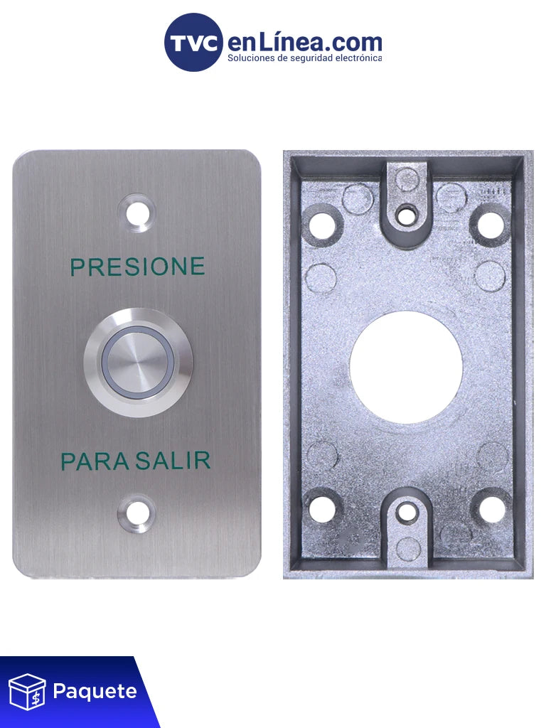 Botón de Salida Mecánico LED Verde YLI YWP880BLED800AM - Caja Montaje Metálicos