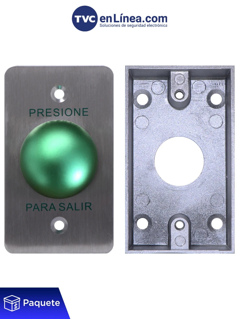 Botón de Salida Tipo Hongo YLI PBK818A800AM - Metálico, Caja de Montaje, Instalación Segura