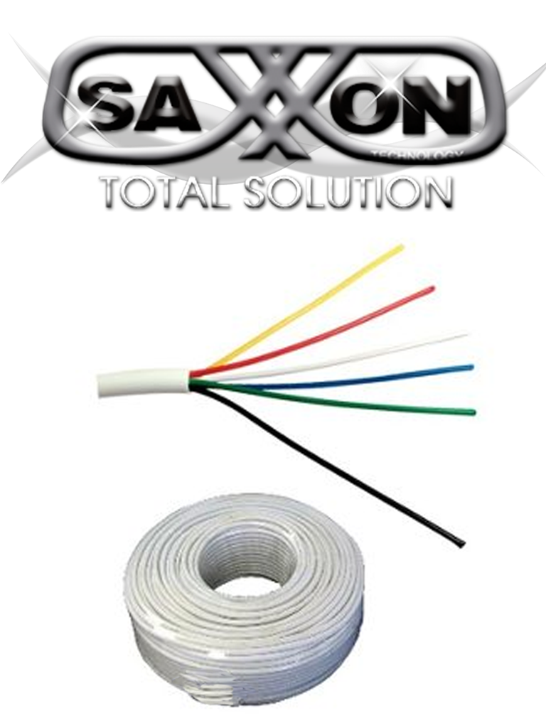 Cable de alarma SAXXON OWAC6100J / 6 Conductores / CCA / Calibre 22 AWG / 100 Metros / Control de acceso