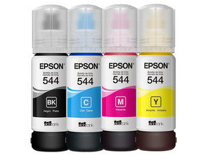 Kit de Botellas de Tintas Epson 544, 70ml, Negro, Cian, Magenta y Amarillo