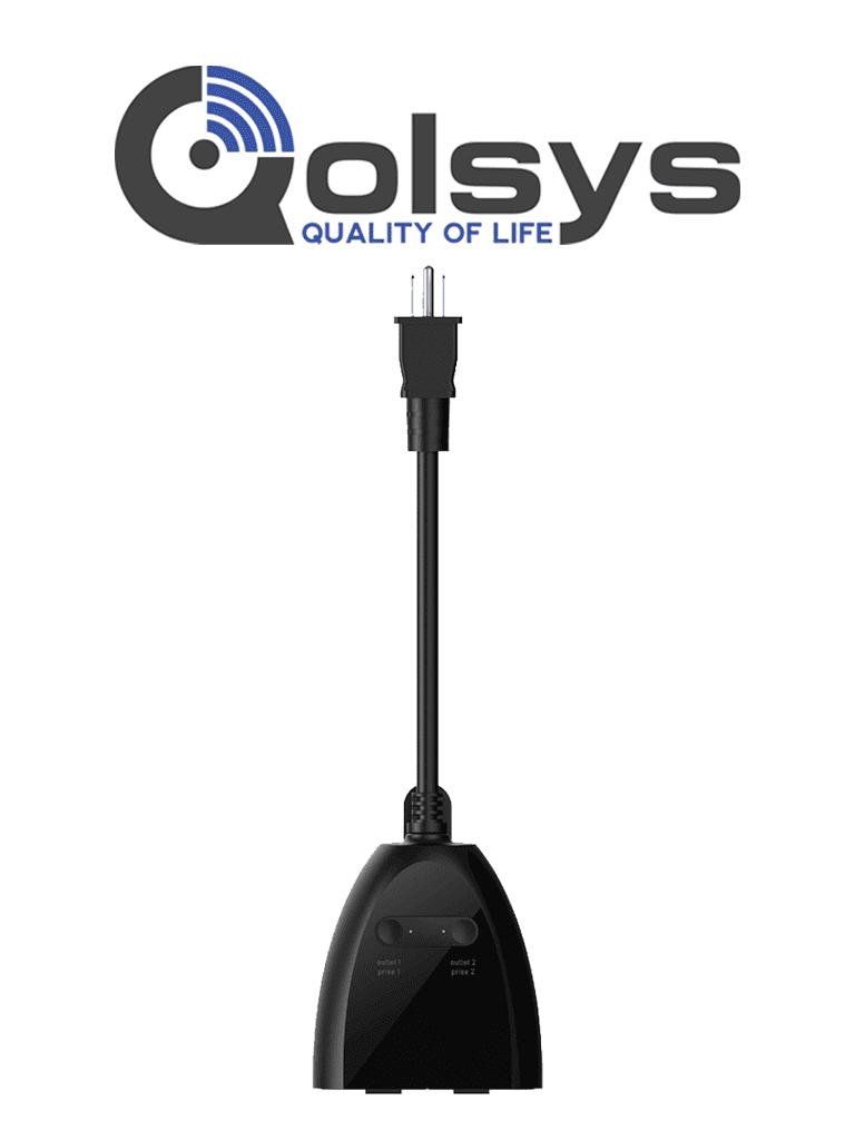 Qolsys Outdoor Plug PG - Plug de Poder Exterior IP65, 2 Tomas, 15A, 120V