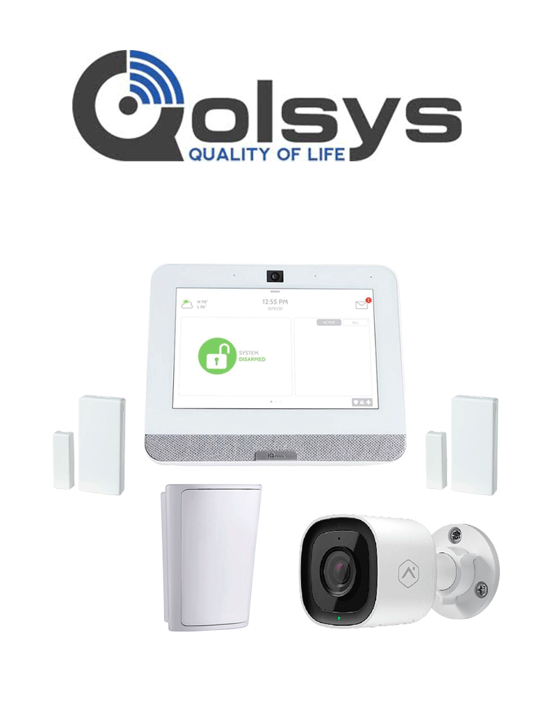 Sistema de Alarma QOLSYS IQ4 POWER G 915 Mhz - Pantalla Táctil 7", 1 Sensor PIR PG9914, 2 Sensores Magnéticos PG9303, Cámara ADCV724