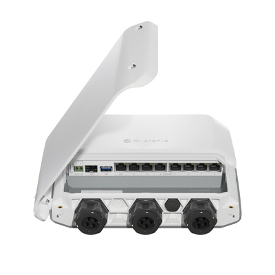 RB5009UPr+S+OUT, Ruteador PoE, 7xGEth, 1x2.5GigaEth, 1xSFP+ 10G, 8xPoE 802.3af/at, RouterOS