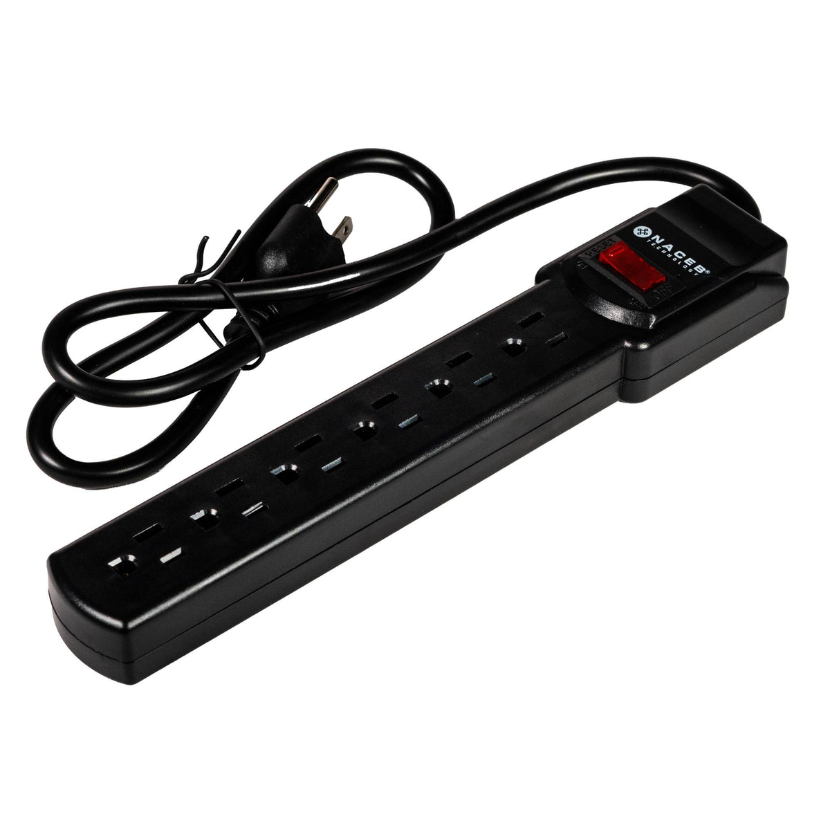 NA-0706 - SUPRESOR DE PICOS NACEB (NA-0706) BARRA, 6 CONTACTOS, MAX. 1875 WATTS, CON SWITCH DE REINICIO
