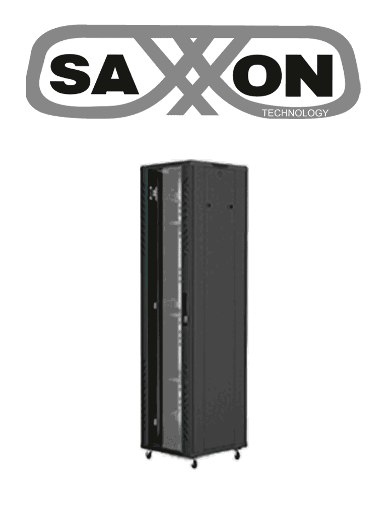 Gabinete de Piso SAXXON SXR42U6642S - Negro / 42UR / Vidrio Templado / 198x60x60 cm / Base con 2 Ventiladores 220V