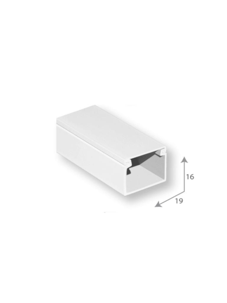 Canaleta PVC SBE-1619, 1.6x1.9cm, 2m - Una vía