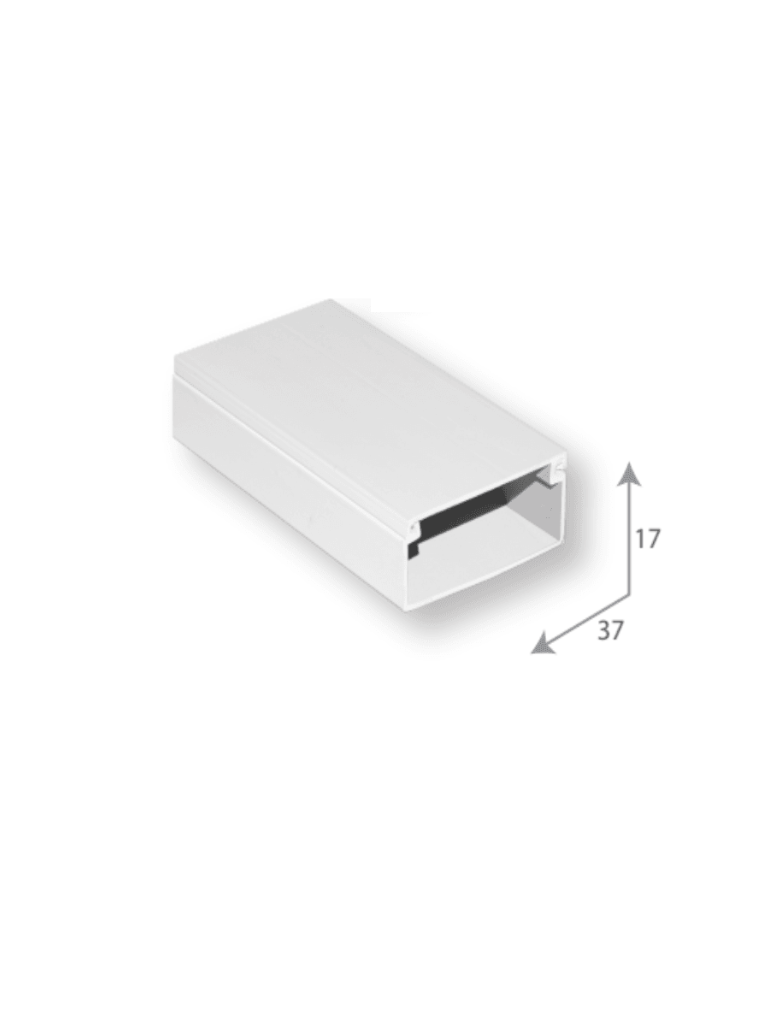 Canaleta Plástica PVC Una Vía 1.7x3.7 cm 2m