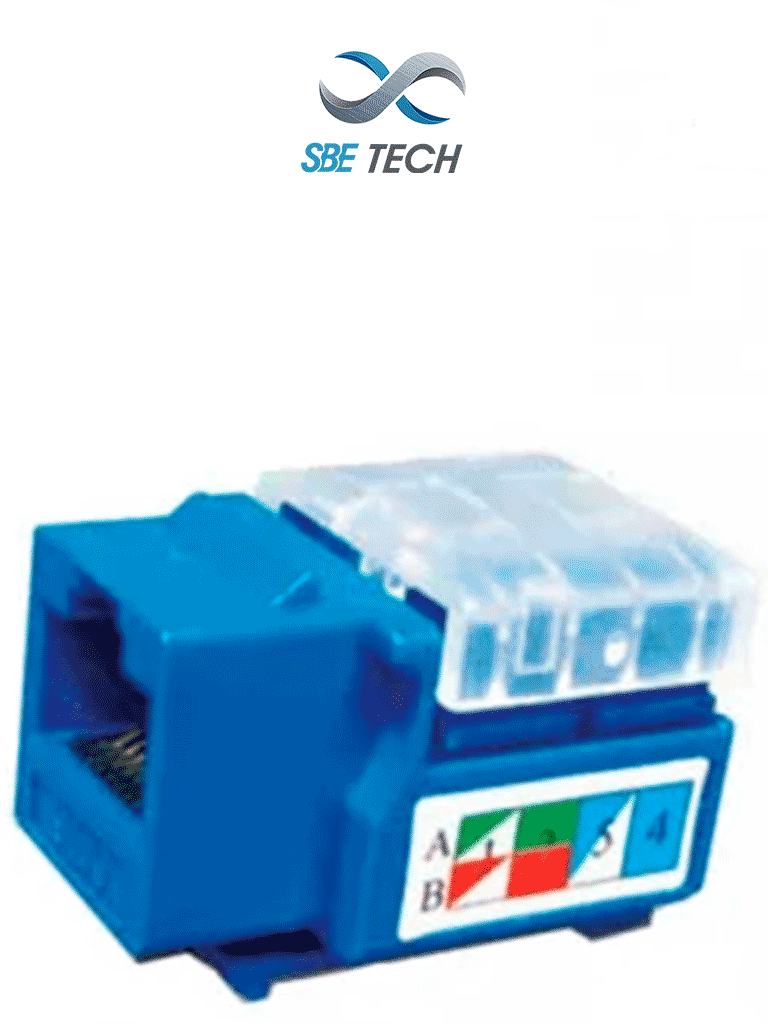 Módulo jack keystone RJ45 CAT 5e, 8 hilos, AWG 22-26, azul, SBETECH 2302BL
