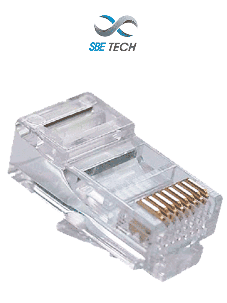 Plug RJ45 CAT5e SBETECH 24018P8C, 8 posiciones, 50 micras de Oro, 50 piezas