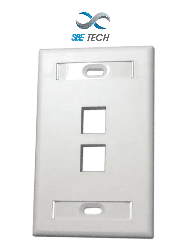Placa de Pared SBETECH SBE-2517-2P-WT Blanco, 2 Puertos RJ45 Keystone