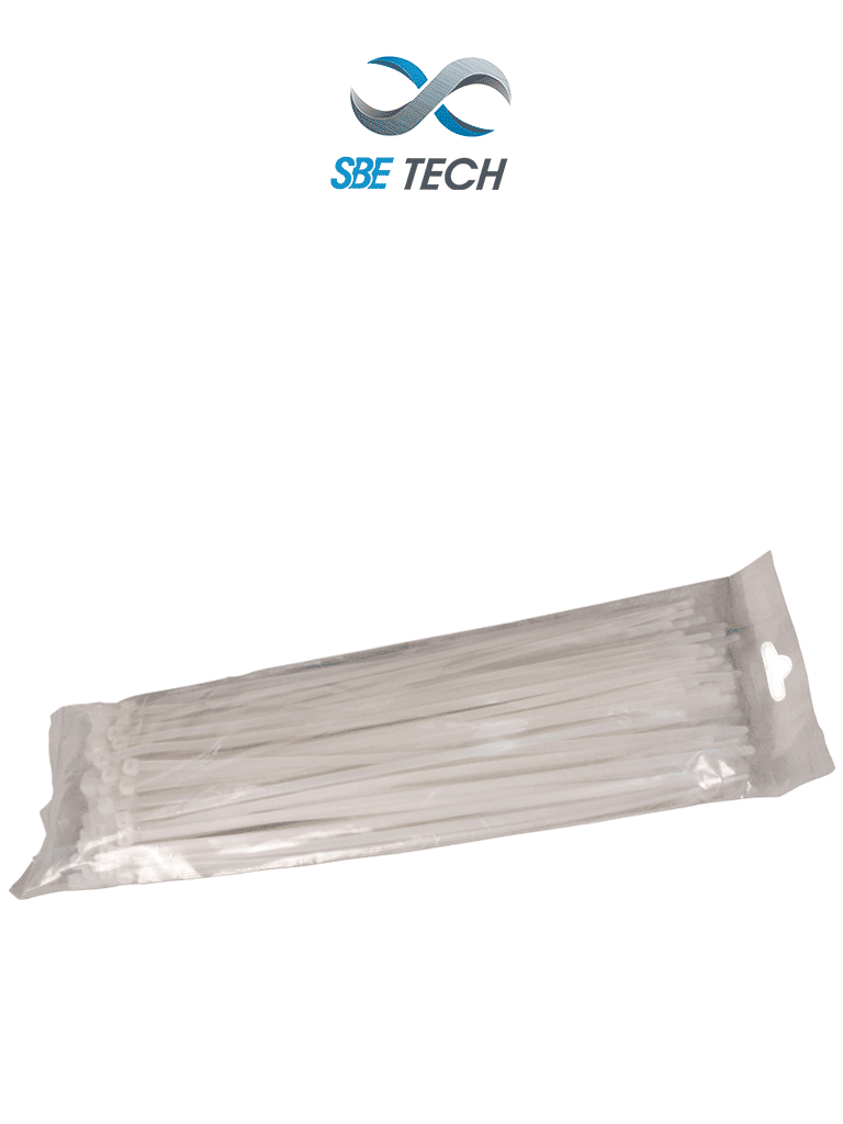 Cincho sujetacable SBETECH CN36X200 3.6x200 mm blanco, 100 piezas, nylon