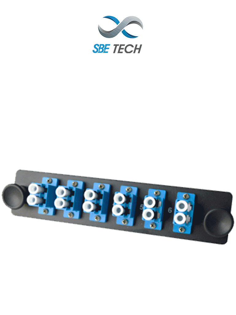 Placa SBE-6LCSM con 6 acopladores LC dúplex monomodo, 10Gbps, 5x5x2cm