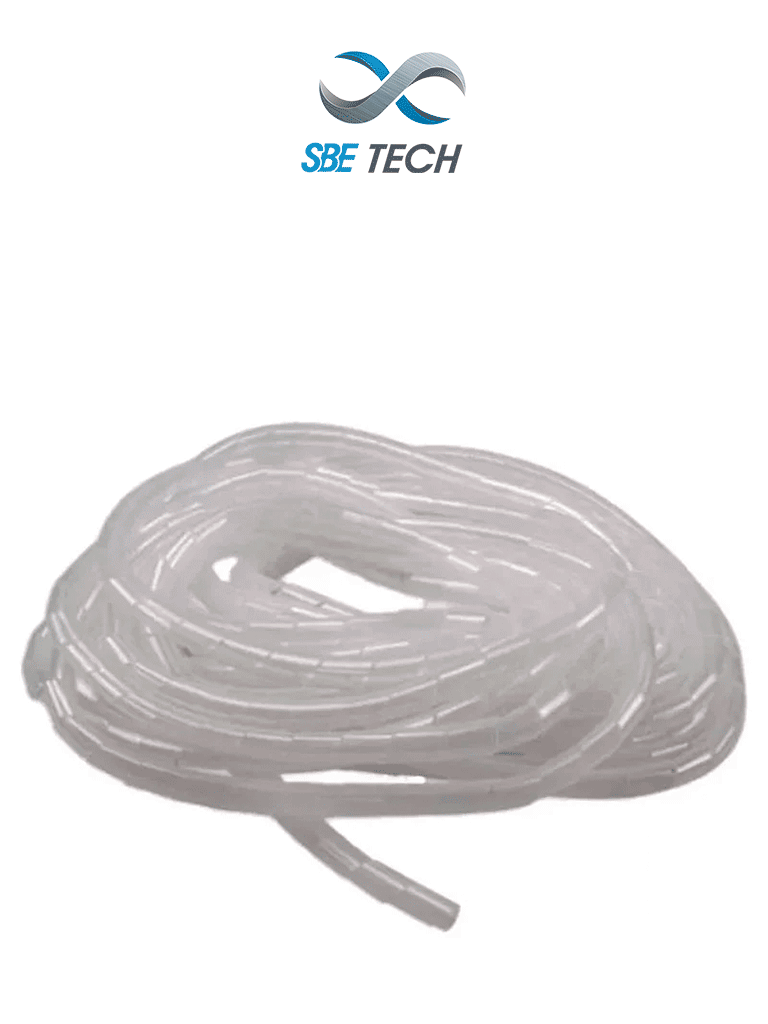 Organizador de Cable en Espiral Blanco, 1/2", 10m, Rollo PVC Flexible