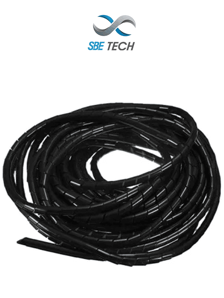 Organizador de Cables Espiral SBETECH SBEESPN6, Negro, 1/4", 10m, Rollo de Cable Flexible