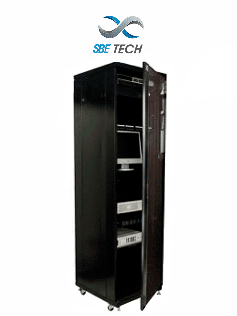 Gabinete de Piso 42 UR SBETECH SBE-GNL42URP600PC, Puerta de Cristal, Profundidad 60.0 cm