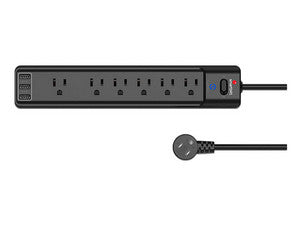 Supresor de picos Smartbitt SBSS-B6-3U 6 NEMA 5-15R 1800 Joules 3 puertos de carga USB-A 5V/2.4A