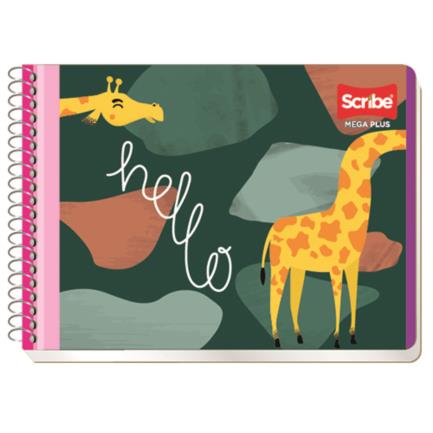 Cuaderno Italiano Espiral Scribe Mega Raya 100 hojas, 8.5x11 pulgadas, Papel 80gsm, Portada Dura