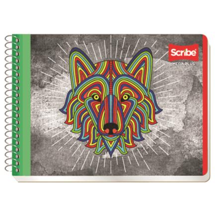 Cuaderno Italiano Espiral Scribe Mega Raya 100 hojas, 8.5x11 pulgadas, Papel 80gsm, Portada Dura